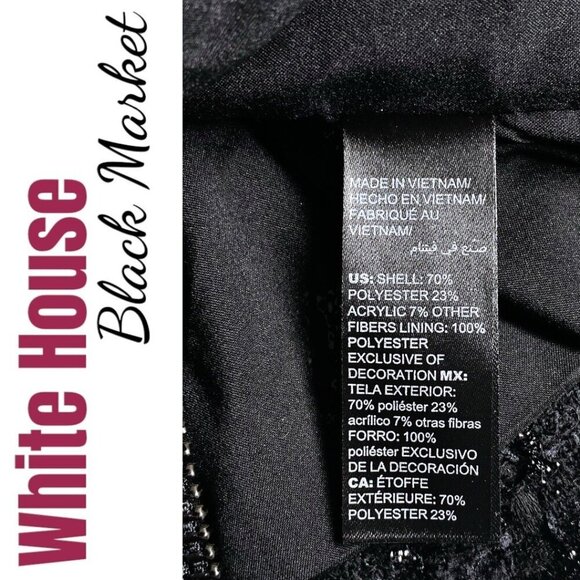 WHBM TWEED MOTO JACKET Black Shimmer Collarless, Size 8 - Picture 7 of 12